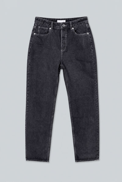 High Waisted Denim Pants - Black