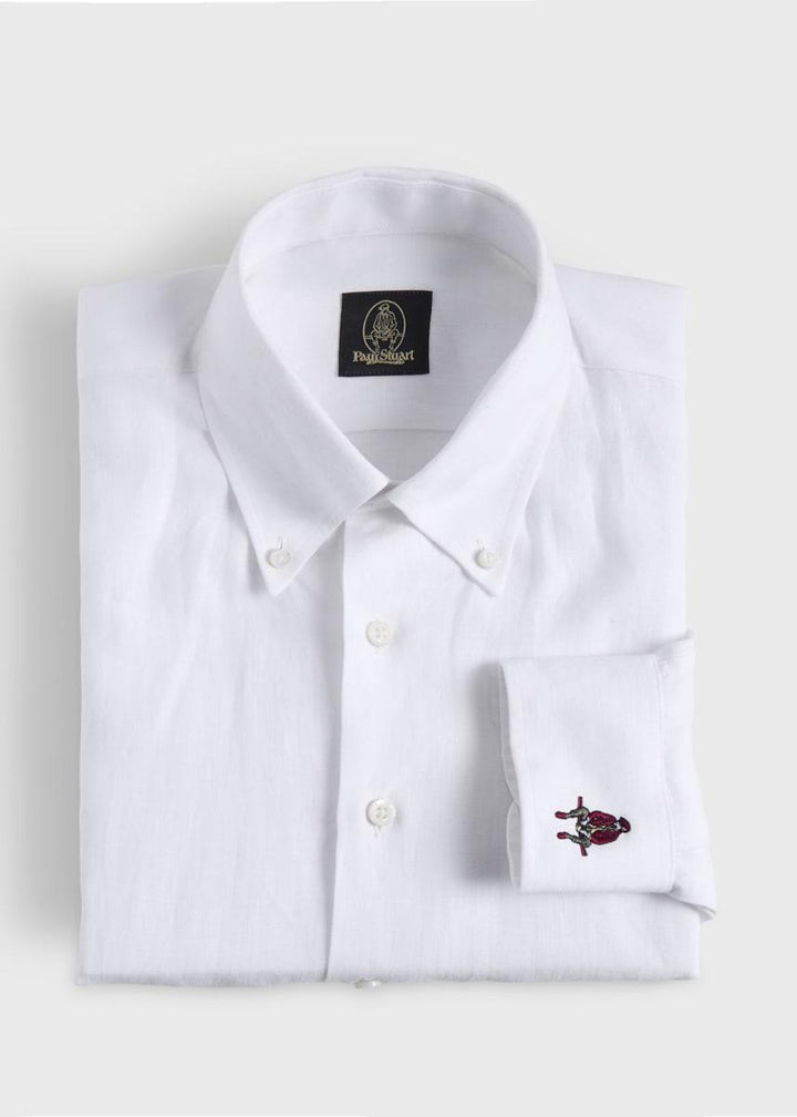 Linen Logo Sport Shirt - White