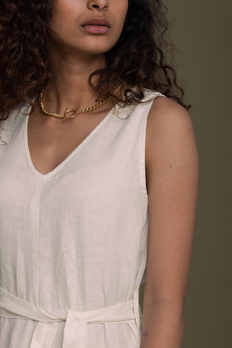 Breakfast In Bed Jumpsuit - Shell Off/White
