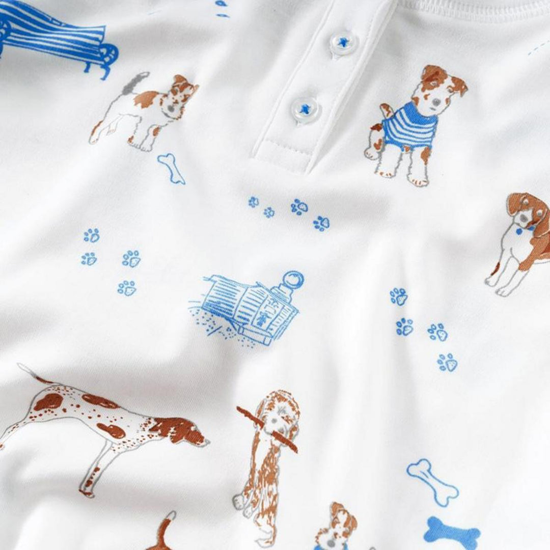 Long Sleeve Pyjama Set - Blue Pawprints in the Park