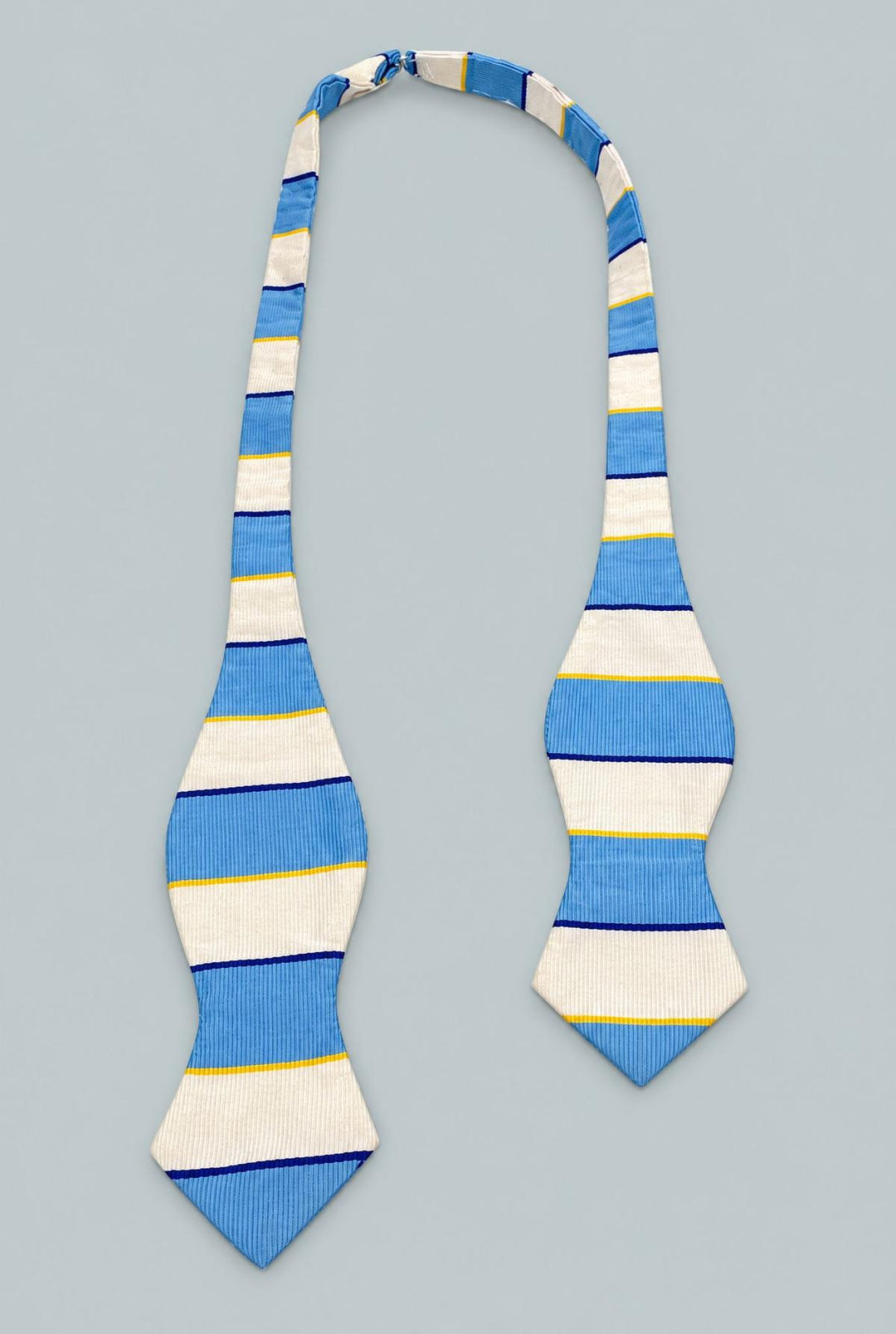 Woven Silk Stripe Bow Tie - Light Blue