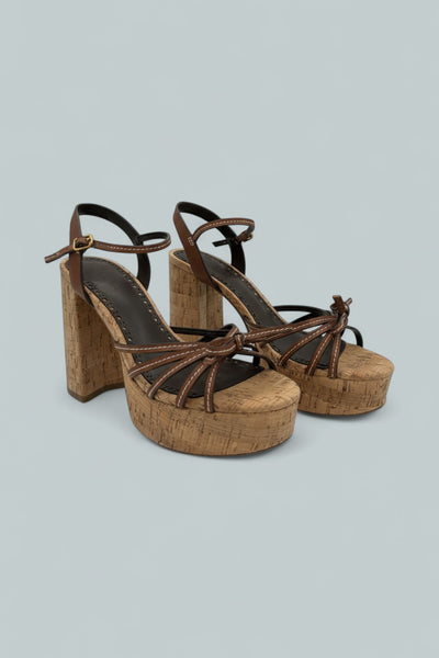 Geler Platform Sandals - Cognac Leather
