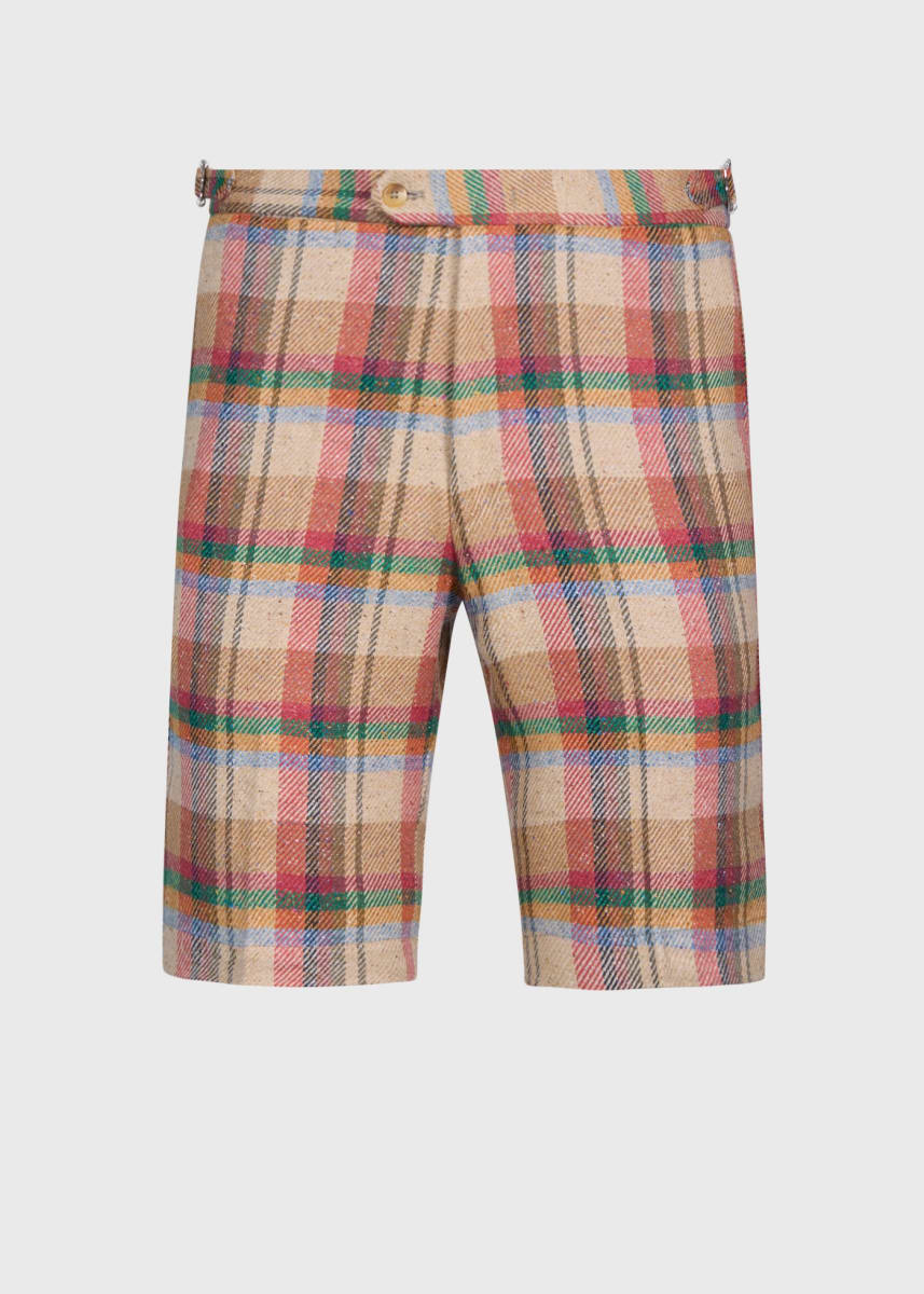 Linen Plaid Bermuda Short - Tan/Multi - Bermuda Short