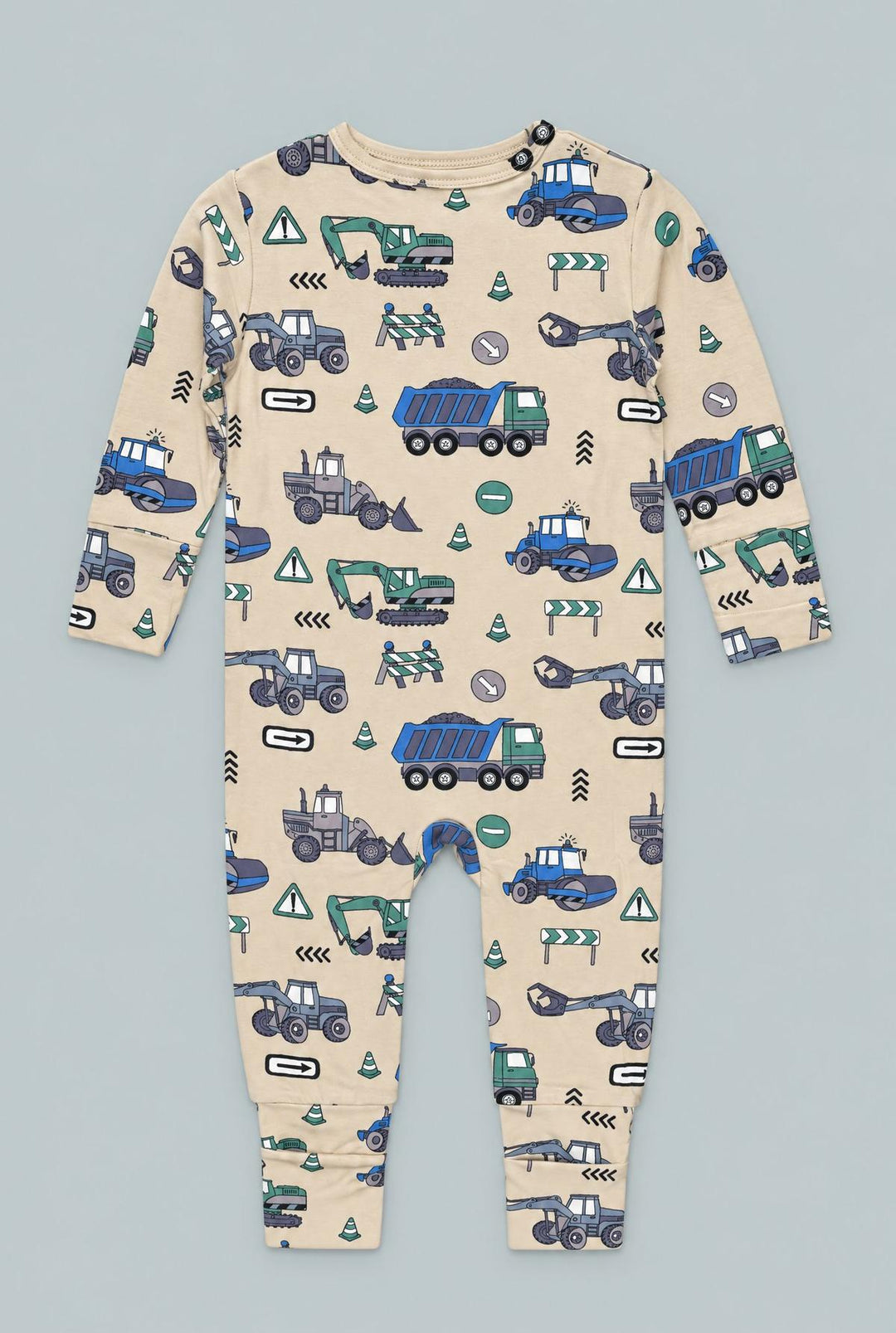 Trucks Diggers Construction Convertible Romper - Construction Site