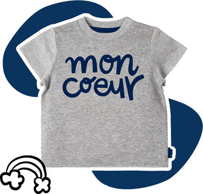 Mon Coeur T-Shirt Navy Logo - Grey