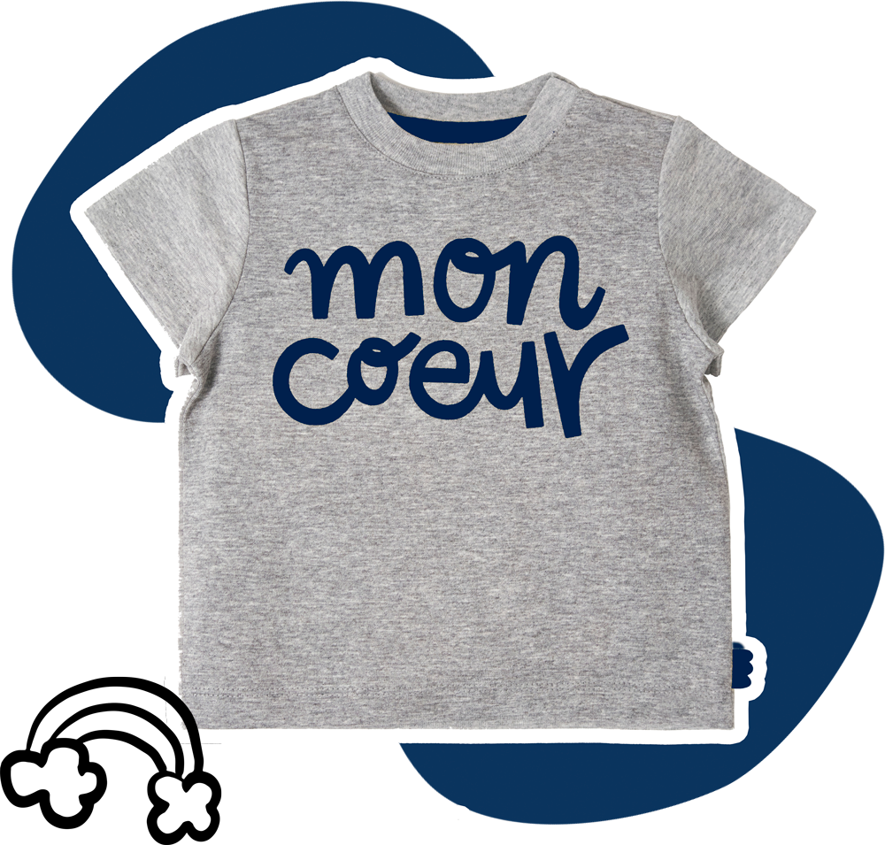 Mon Coeur T-Shirt Navy Logo - Grey