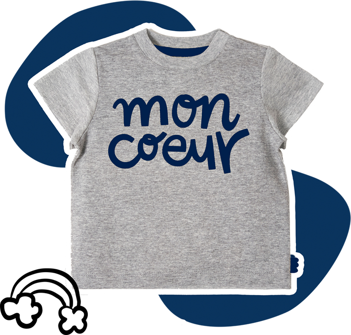 Mon Coeur T-Shirt Navy Logo - Grey