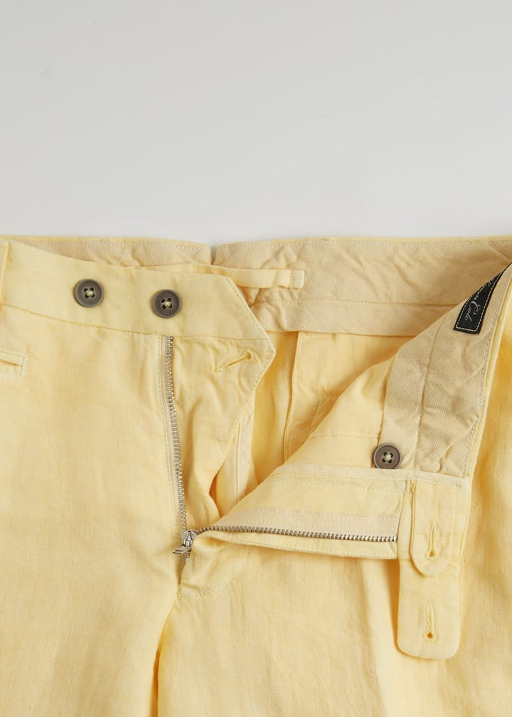 Linen Besom Coin Pocket Plain Front Pant - Yellow
