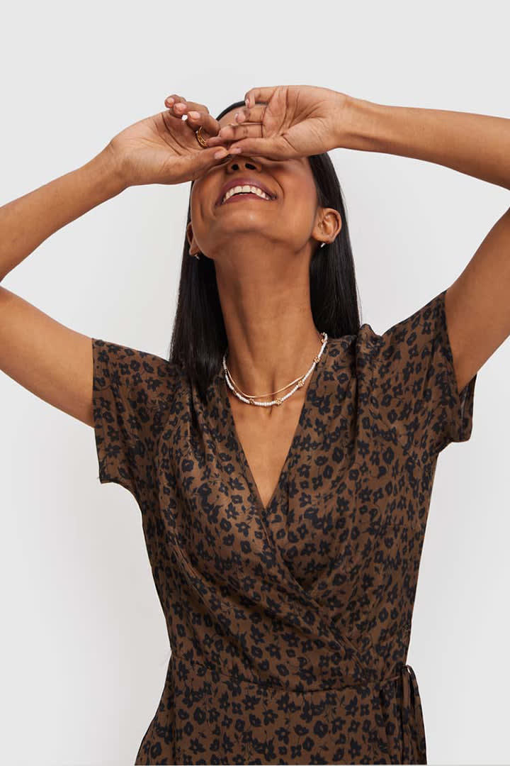 Short Wrap Dress - Spotted