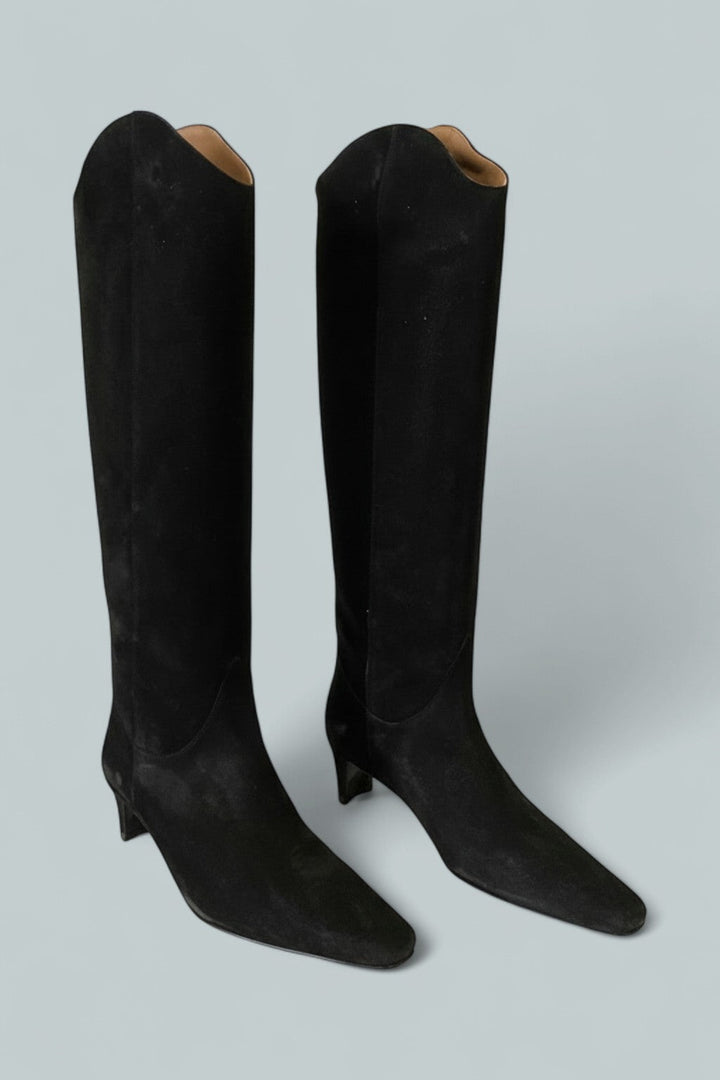 Women's Western Wally Suede Tall Boots - Black Suede