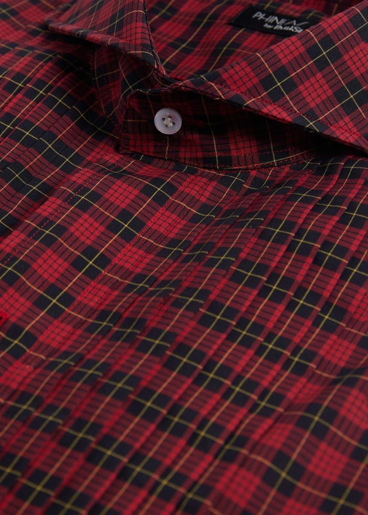 Pleated Front Formal Shirt - Red
