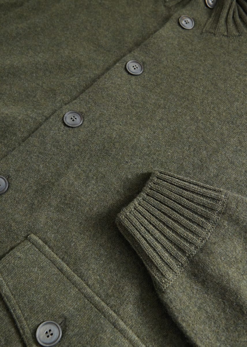 Felted Cashmere Cardigan - Olive