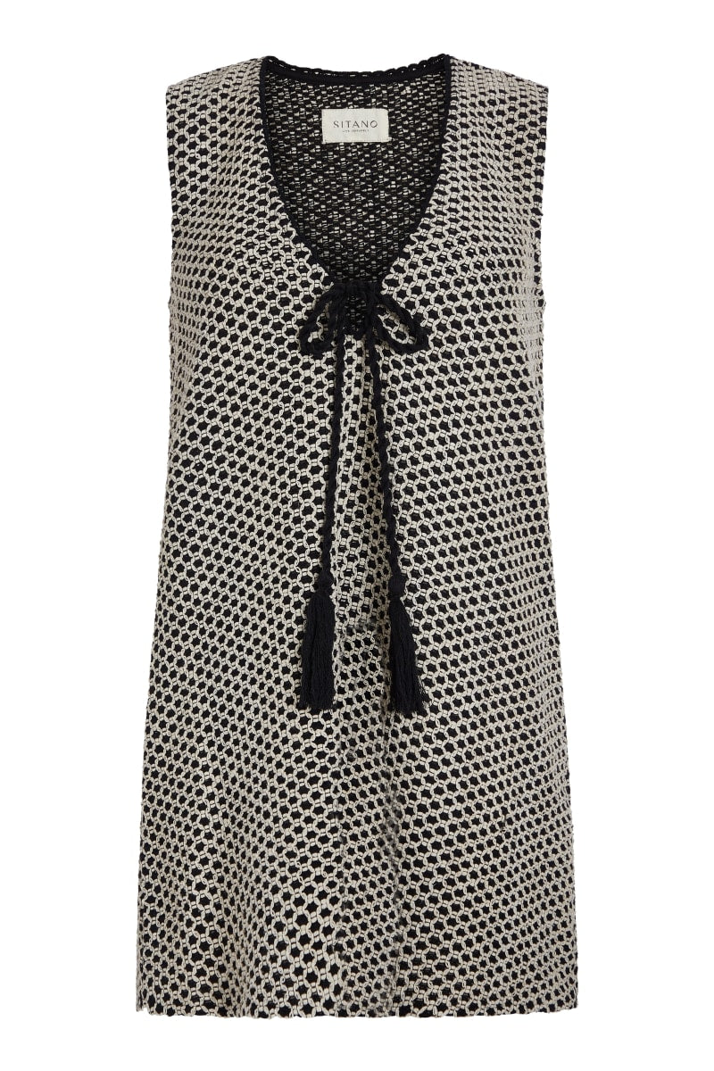 Sorrento Short Dress - Black and Cream