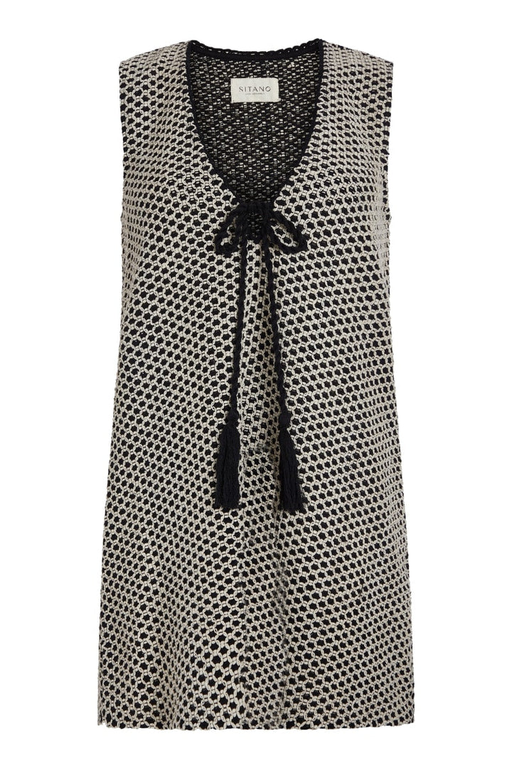 Sorrento Short Dress - Black and Cream