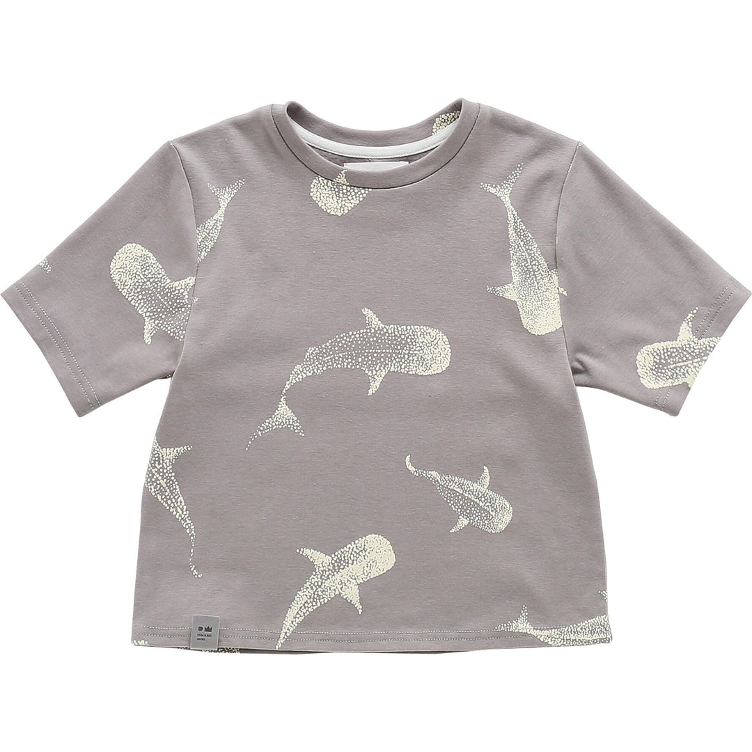 Boxy T-Shirt with All Over Print - Grey
