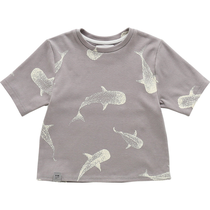 Boxy T-Shirt with All Over Print - Grey