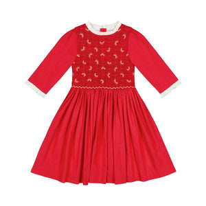 Luna Long Sleeve Smocked Dress - Red