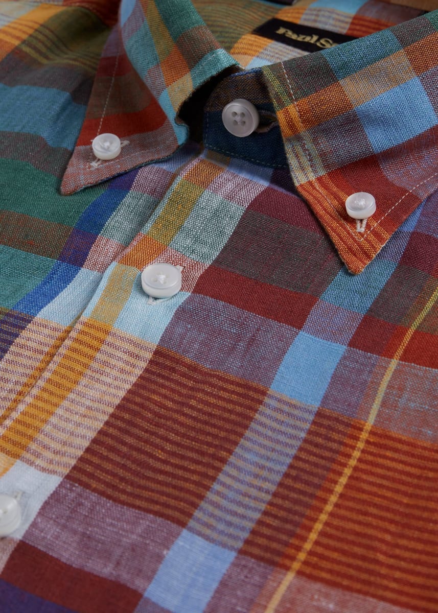 Linen Plaid Sport Shirt - Multi