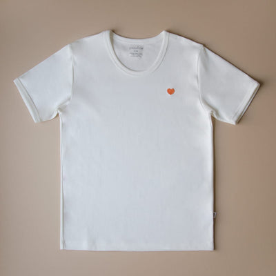 Womens Organic Pima Cotton Tee with Heart - White