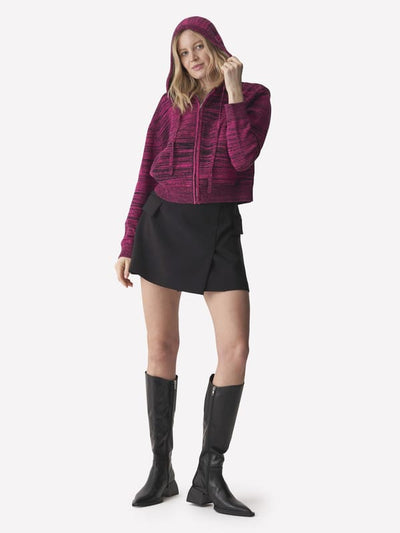 Elidi Marl Crop Hoodie - Marl Coal & Dragon Fruit