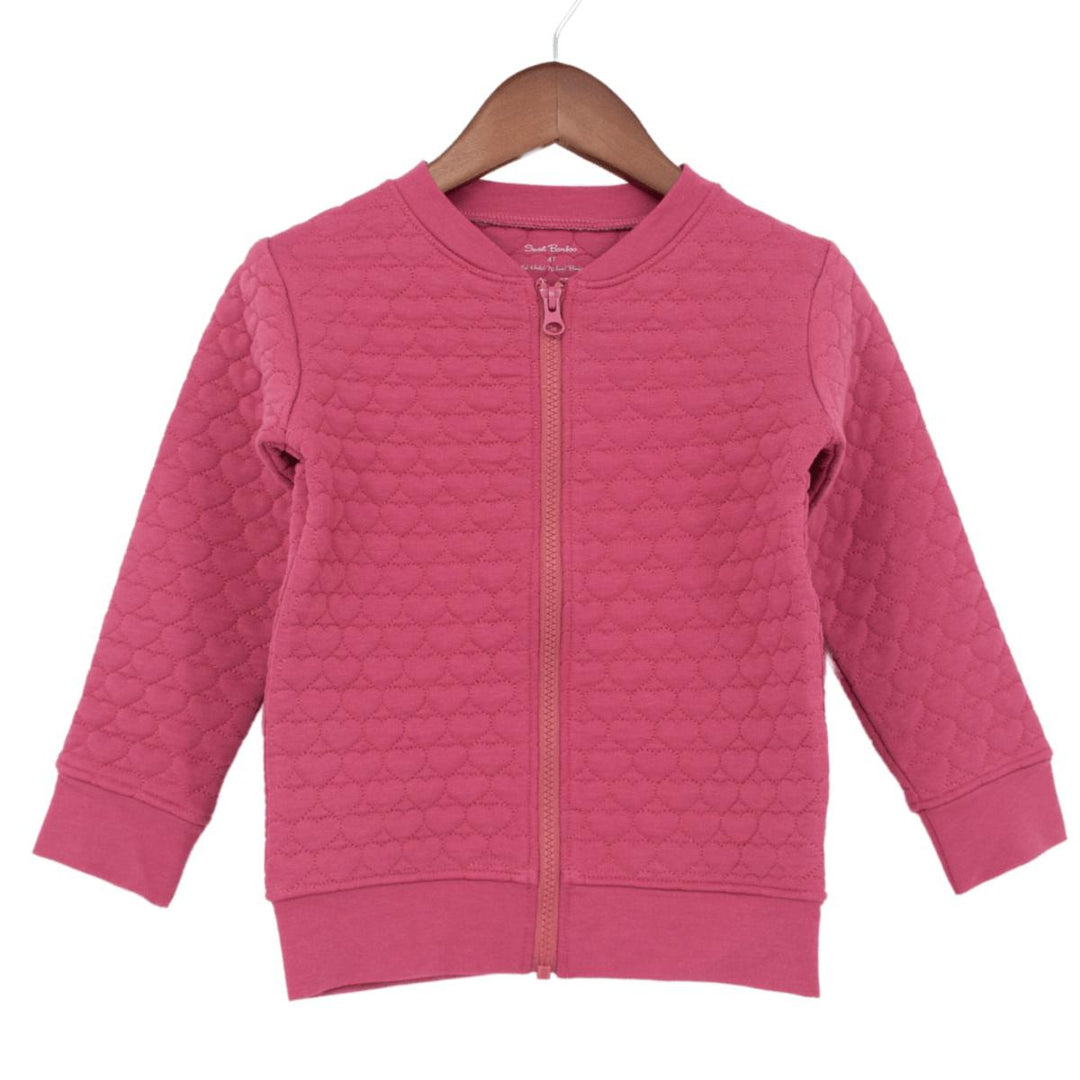 French Terry Hearts Jacket - Dusty Rose