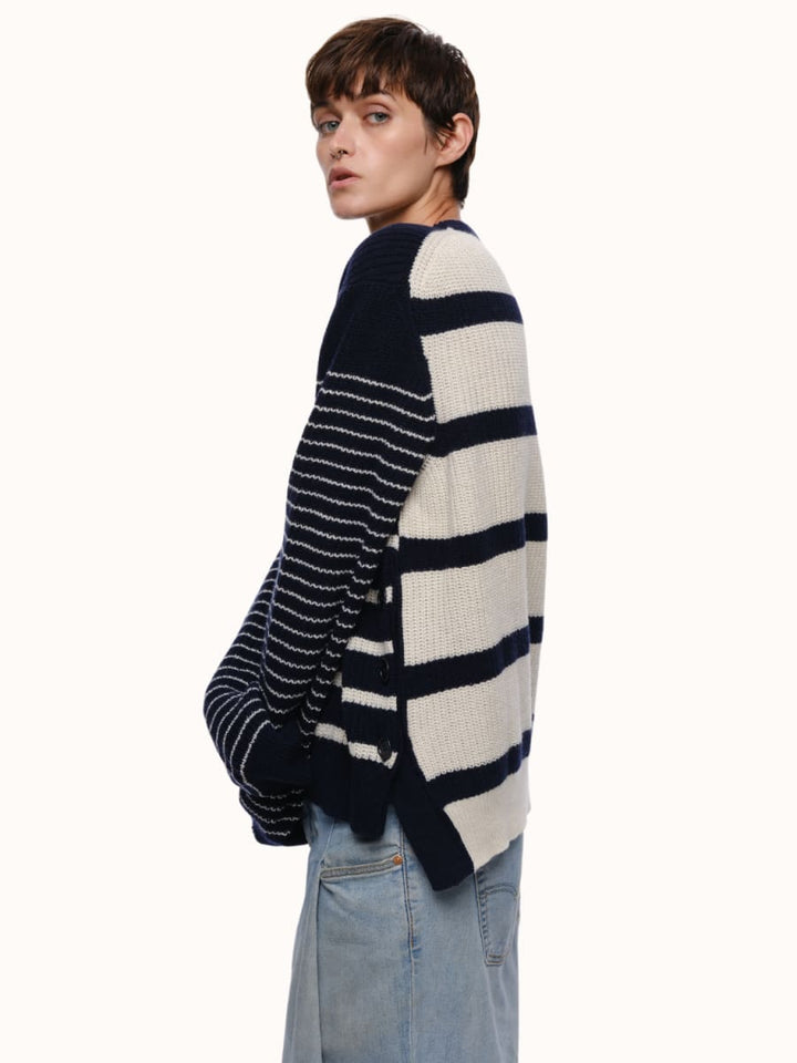 Jess Striped Crewneck - Navy