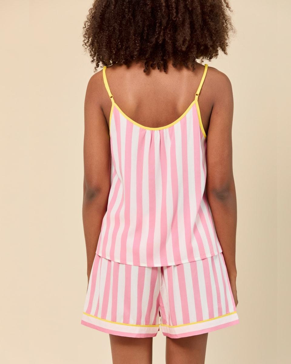 Retro Stripe Cami Shorts Set - Pink
