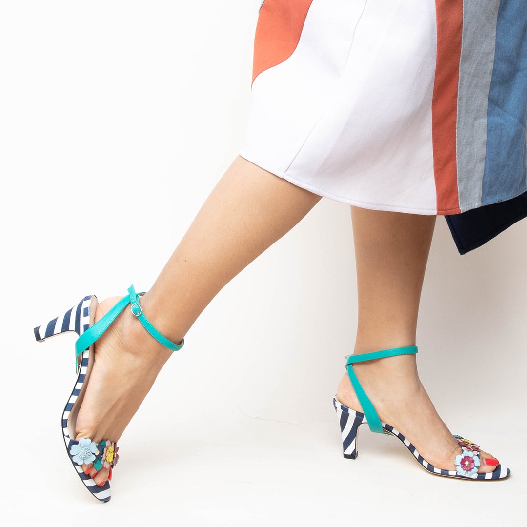 Striped Floral Open Toe + Teal Marilyn - Multi Color