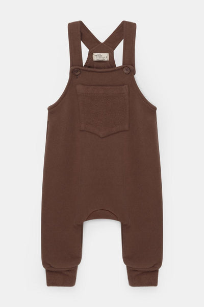 Organic plush baby overalls - Brown
