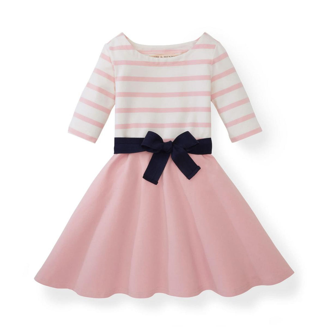 Baby Lightweight Blocked Skater Dress - Light Pink