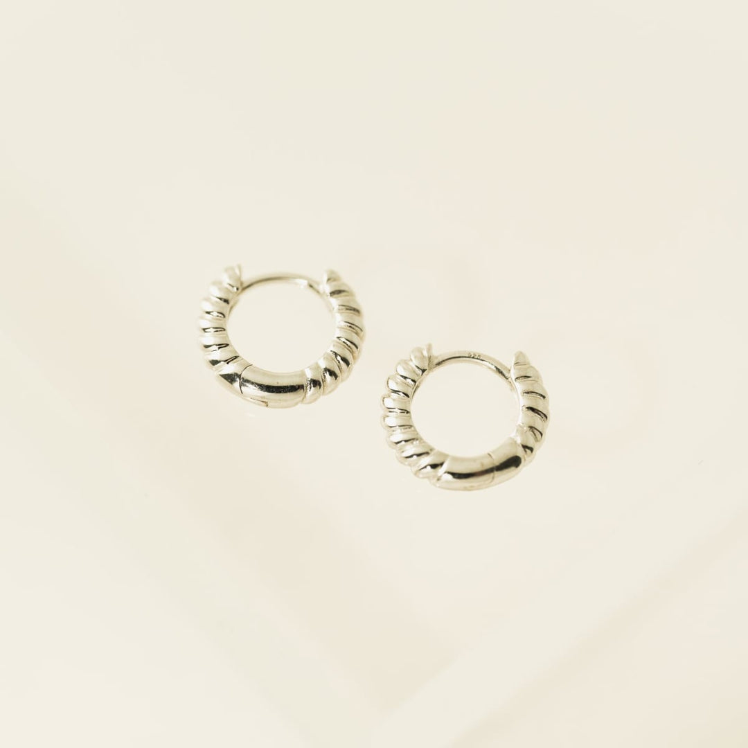 Twist Huggie Hoops - Silver
