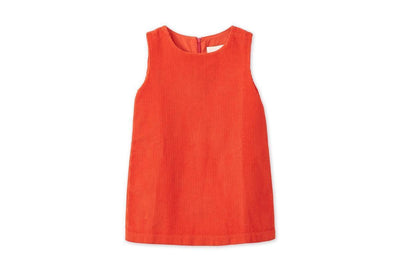 Organic Cotton Corduroy Dress - Dark Coral