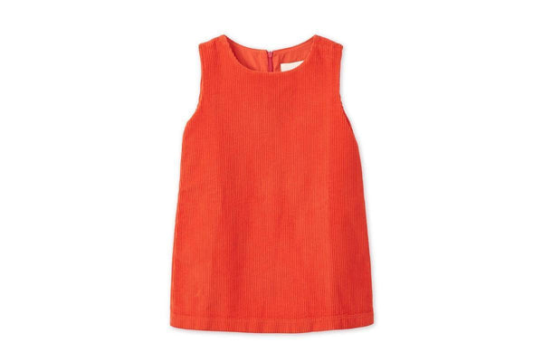 Organic Cotton Corduroy Dress - Dark Coral
