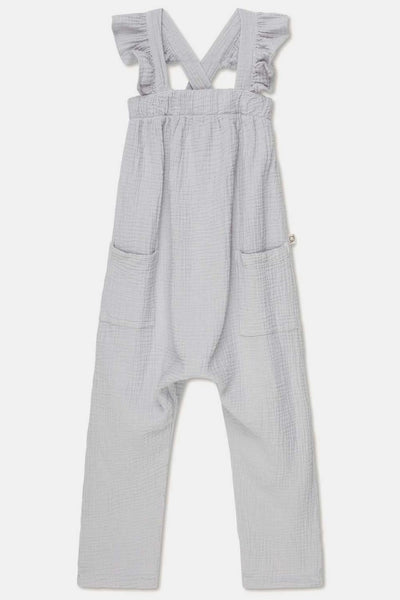 Gauze ruffle overalls - Soft grey