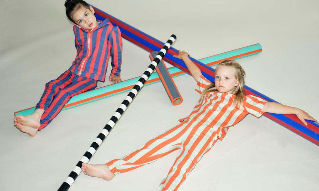 Striped Organic Cotton Zip Up Hoodie - Red/Blue Stripe