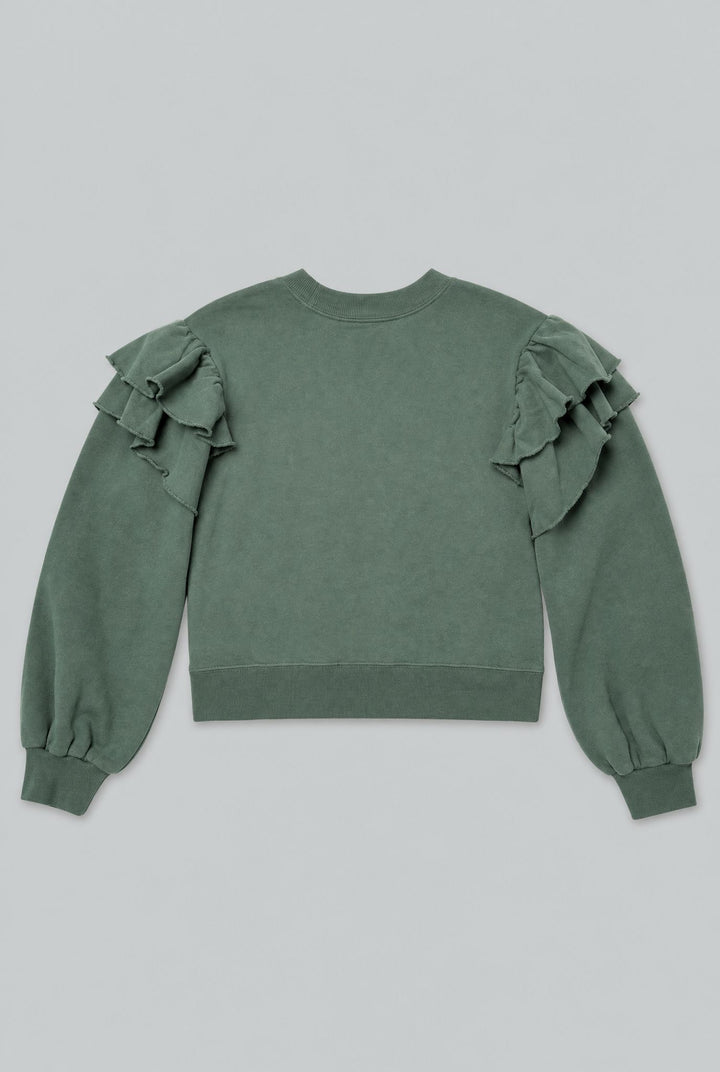 Ruffle Sweatshirt - Dark Green