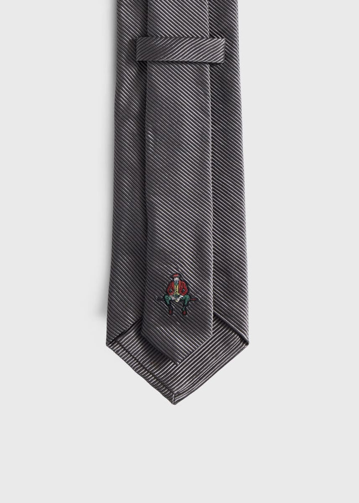 Solid Mogador Silk & Cotton Tie - Grey