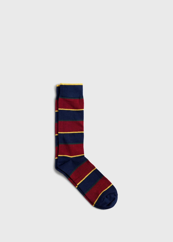 Cotton Regimental Stripe Sock - Navy/Red