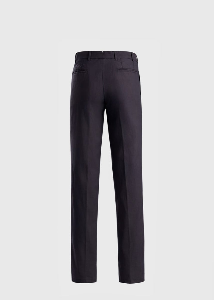 Cotton Stretch Plain Front Trouser - Black