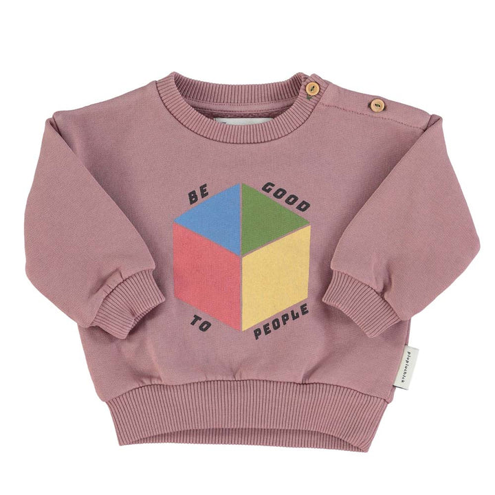 Baby Unisex Sweatshirt - Grape w/ "Cube" Print
