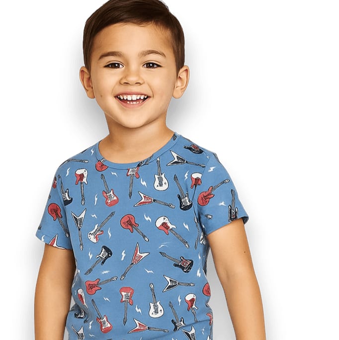 Electric Guitars Rockstar Summer Pajama Set - Rock N Roll Blue