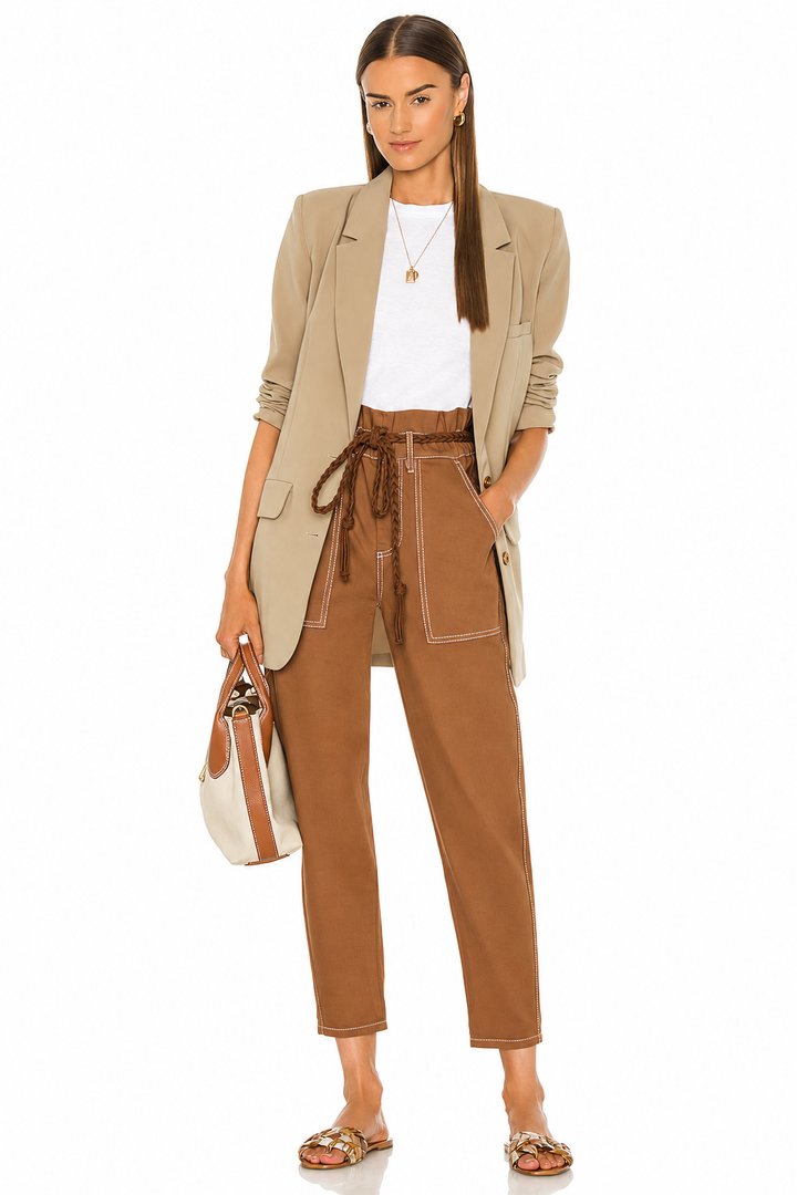 Harlow Paperbag Pants - Brown