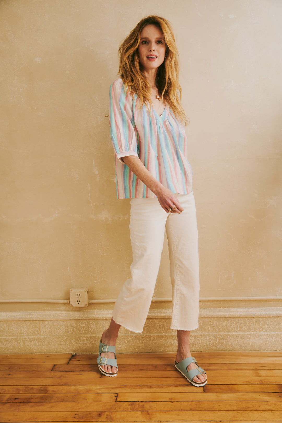 Edie Top - Rainbow Wove Stripe