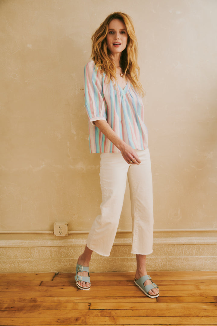 Edie Top - Rainbow Wove Stripe