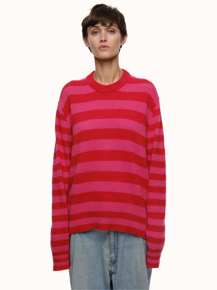 Jenn Striped Crewneck - Red