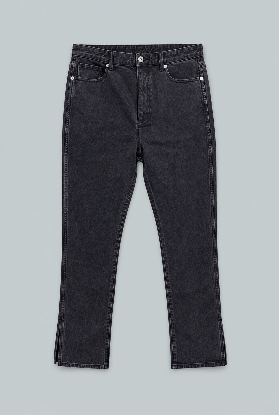 Denim Pant With Slit - Washed Black