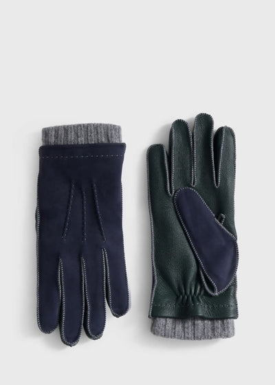 Lambskin | Deerskin Cashmere Lined Glove - Blue/Green