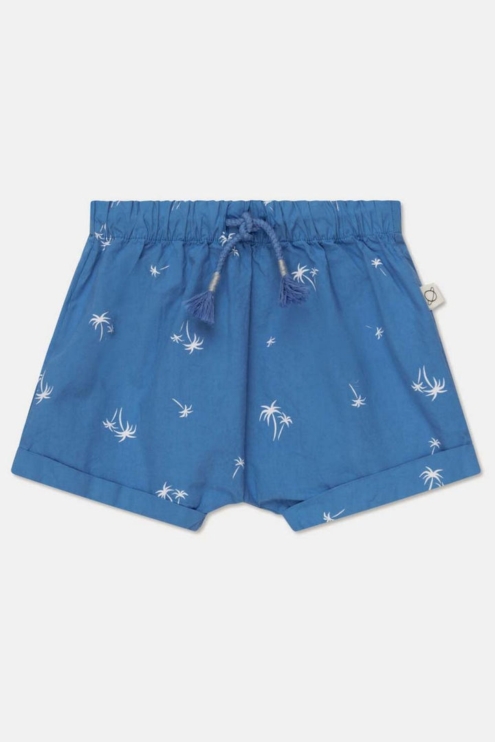 Palm-print baby shorts - Blue