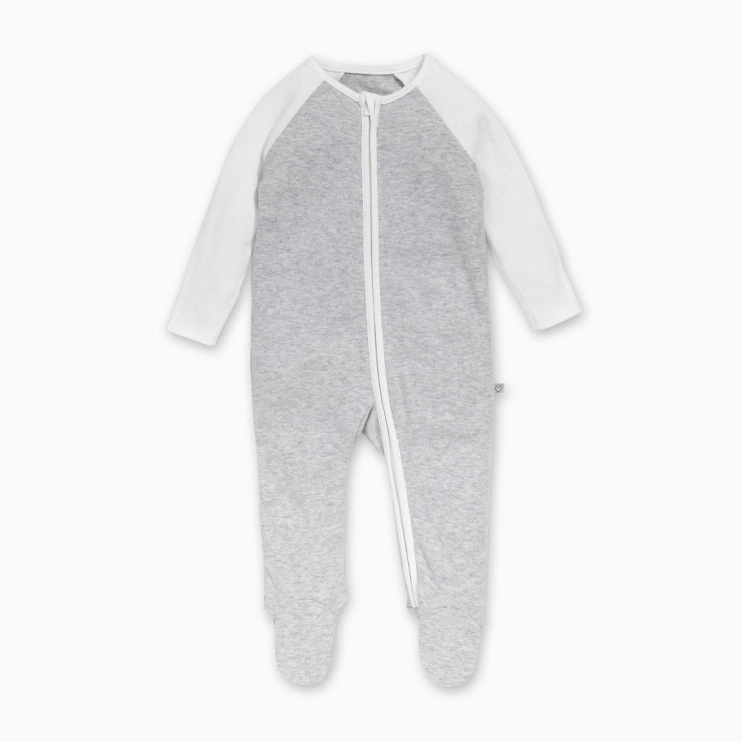 Raglan Sleeve Zip-Up Sleepsuit - Grey