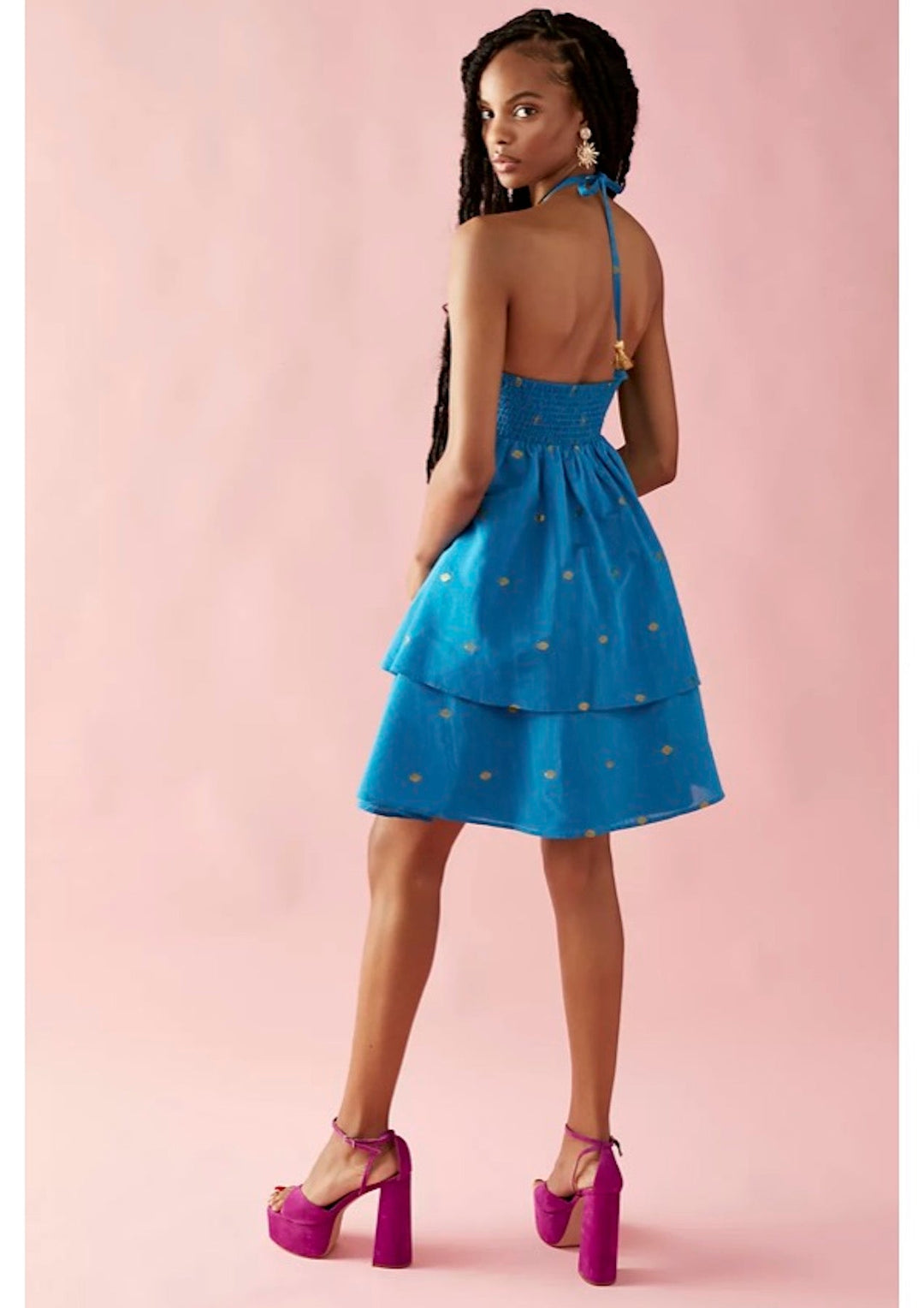 Metallic Dot party dress - TURQ